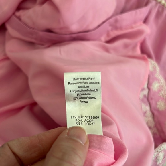 Hale Bob Pink Long Sleeve Linen Blend Dress embroidered Size XL - Picture 13 of 16